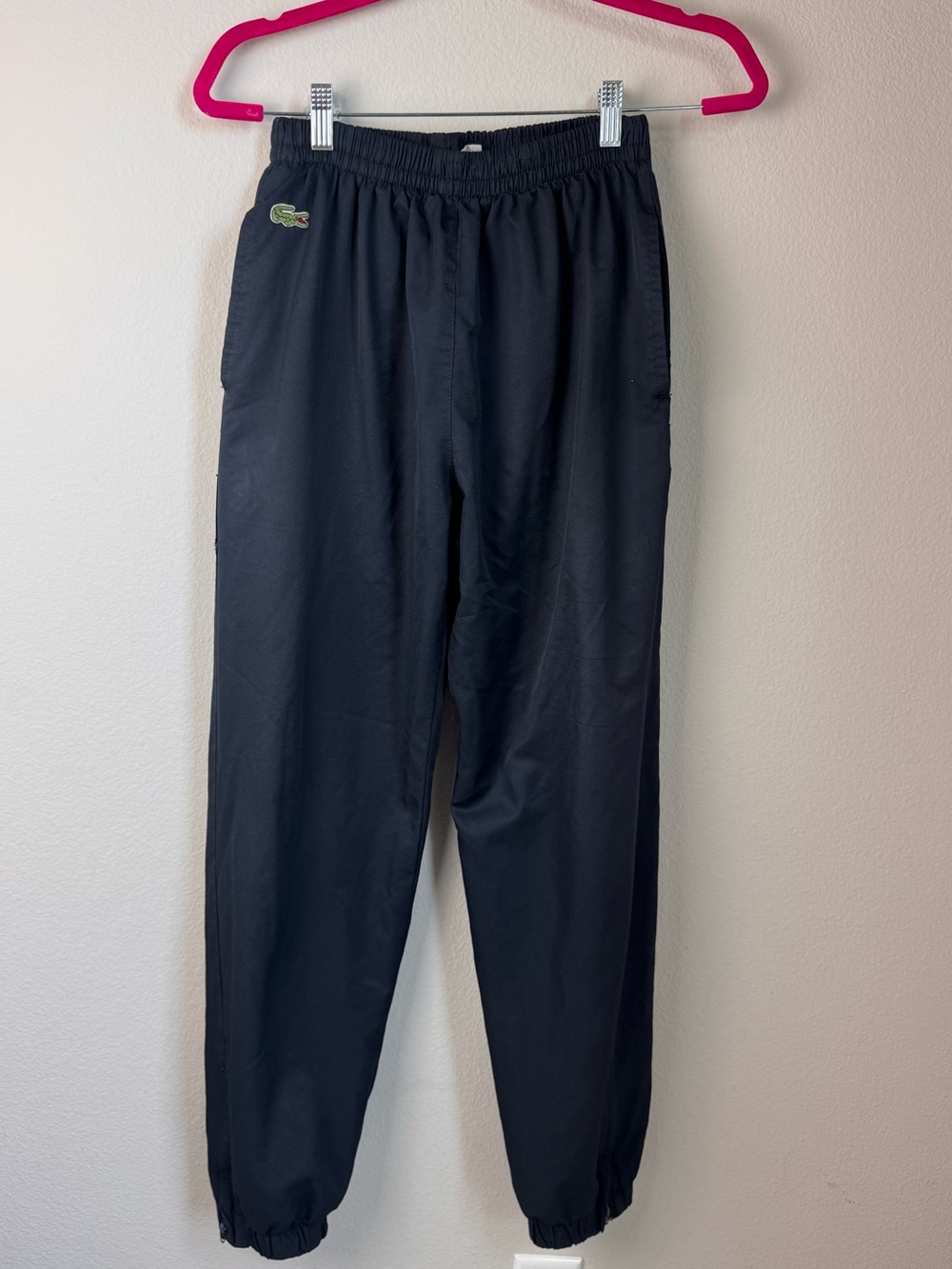 Vintage Lacoste Men’s Black Elastic-Waist Track Pants